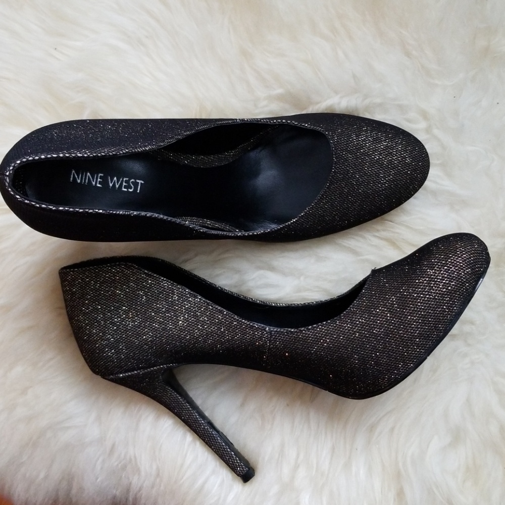 Nine West Gold Black Shimmer Stilettos